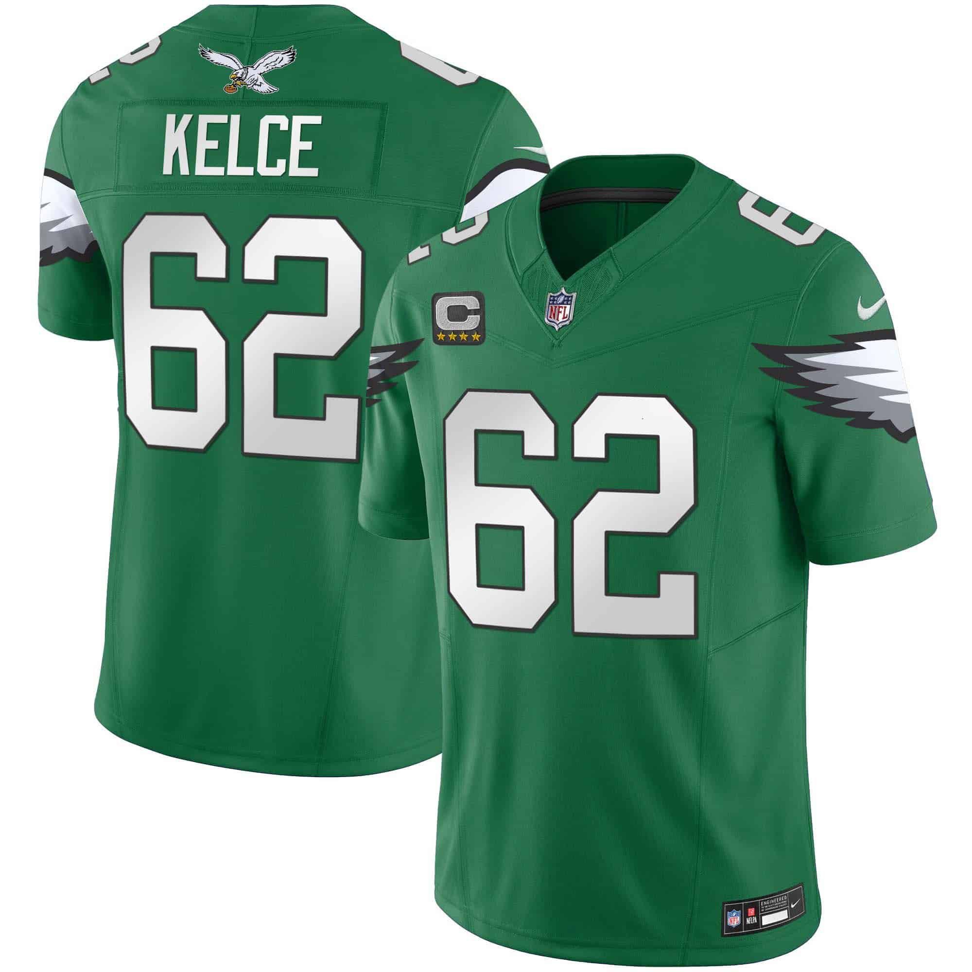 Men Philadelphia Eagles #62 Kelce Green 2024 Nike Vapor Limited NFL Jersey